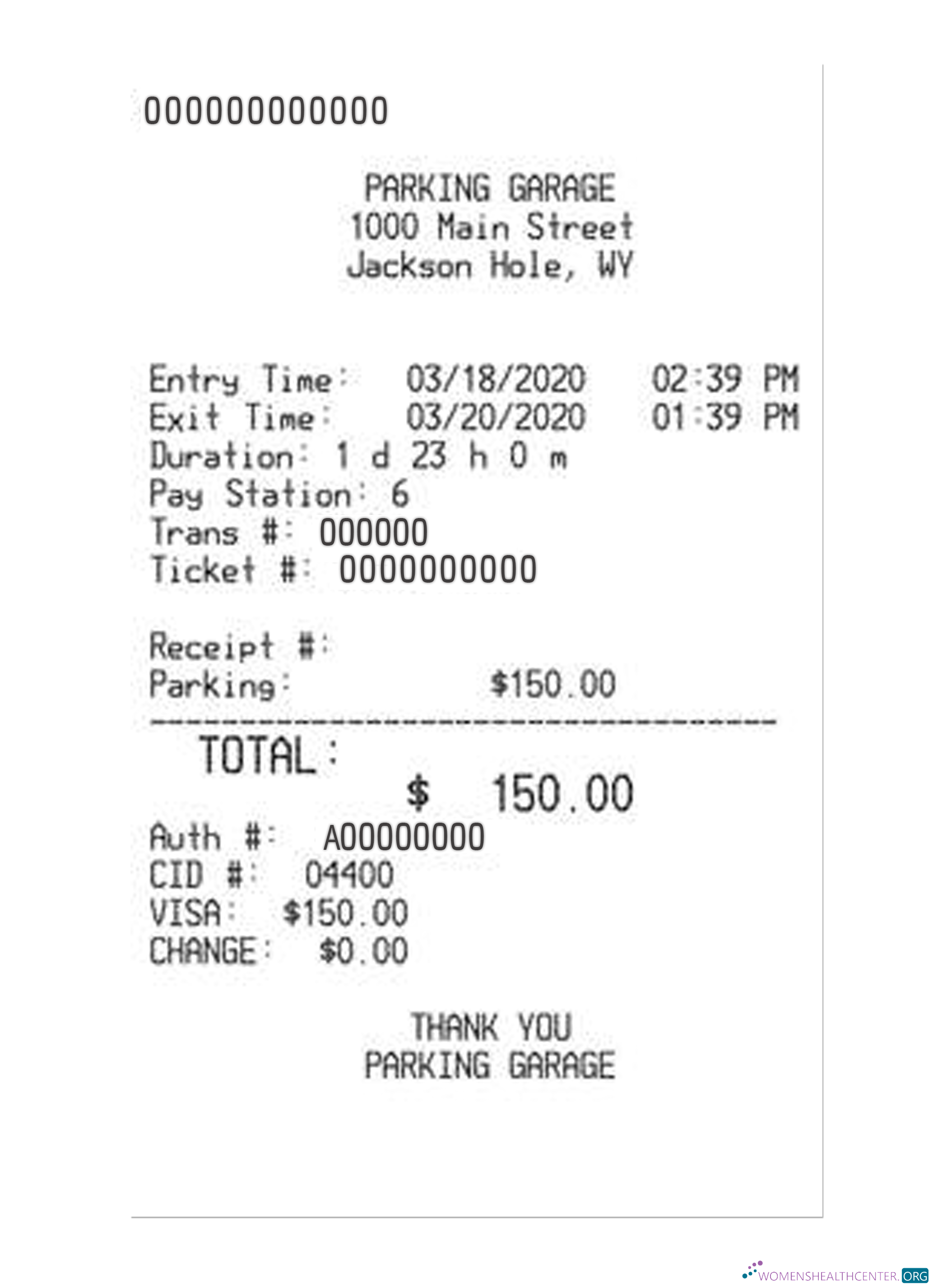 Download PARKING GARAGE payment receipt Photoshop template